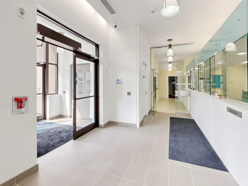The front entry, where families are greeted every morning.