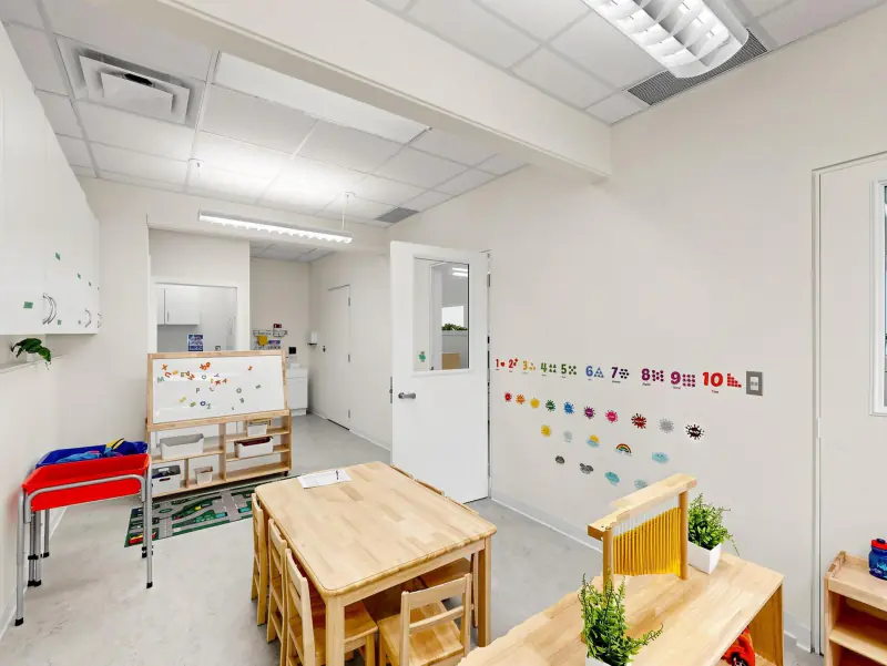 Numbers, colours and shapes right where children can see them.
